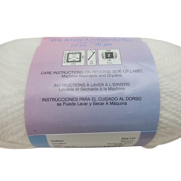 New Mary Maxim Baby’s Best Yarn 001 White Acrylic Tensel 2 ply Fine Sport 160yds - Picture 3 of 7